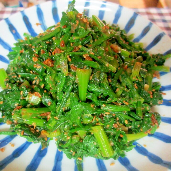 春菊とほうれん草の醤油麹ごま和え